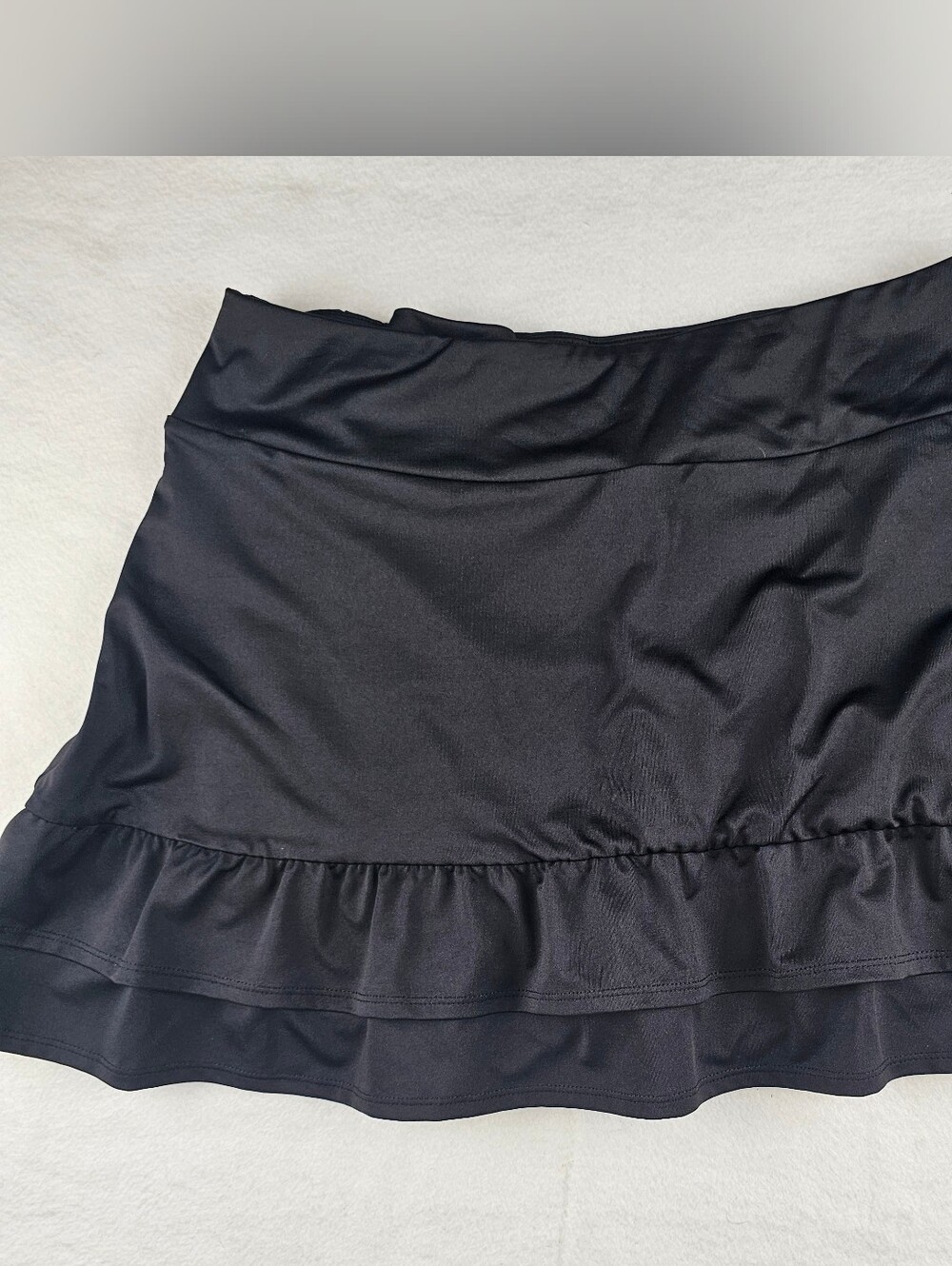 Crown & Ivy Active Black Ruffle Golf Pull On Skort Pockets Sports Tennis Large